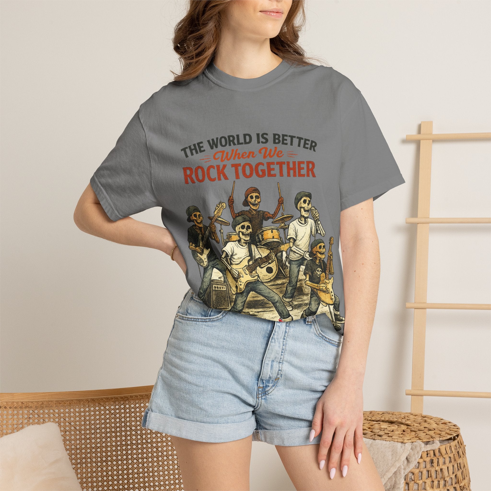 The World is Better When We Rock Together -  Vintage Music Lovers Graphic Tee