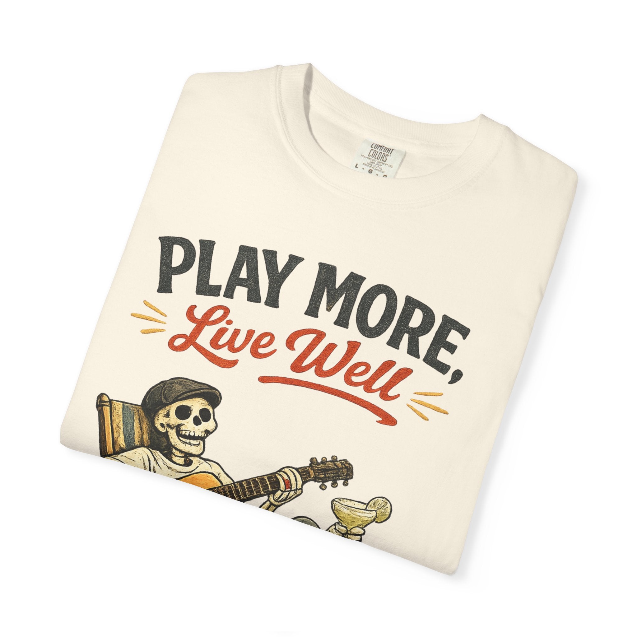 Play More, Live Well -  Vintage Guitarist Graphic Tee