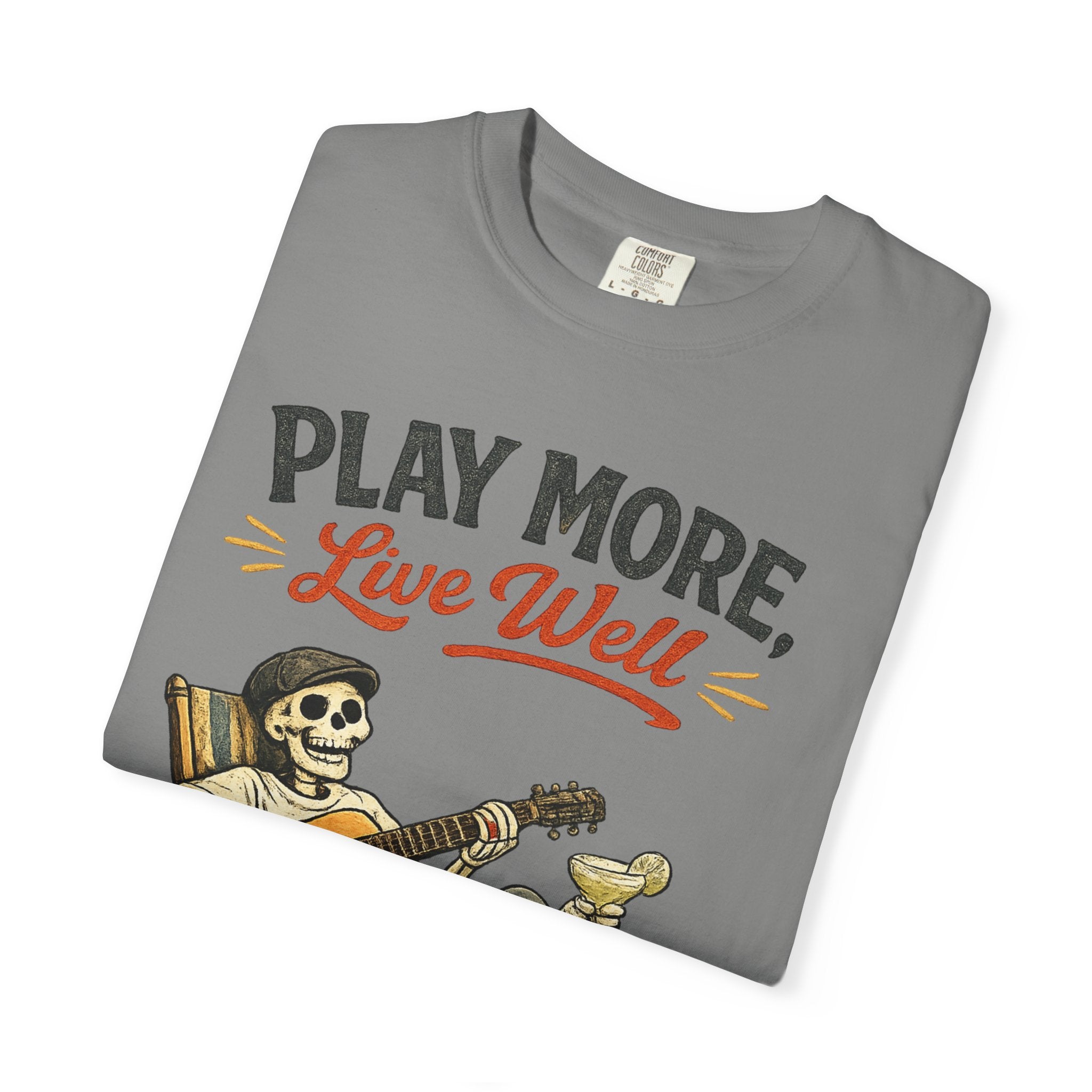 Play More, Live Well -  Vintage Guitarist Graphic Tee