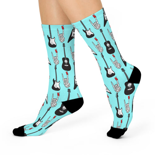 Aqua Guitar Crew Socks — Cushioned Music Lover Socks