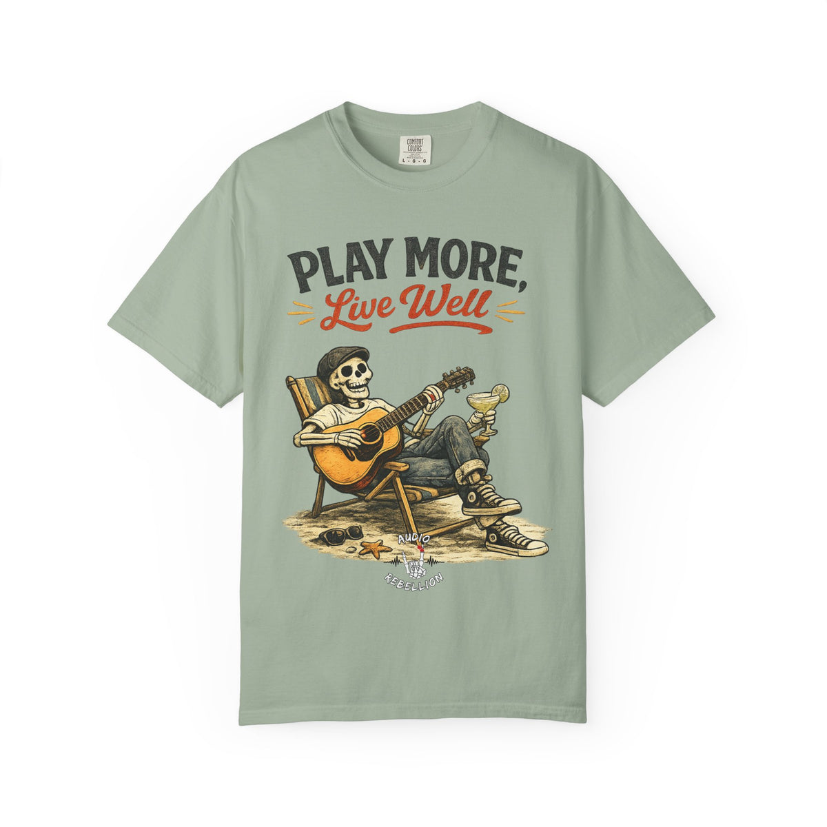 Play More, Live Well -  Vintage Guitarist Graphic Tee