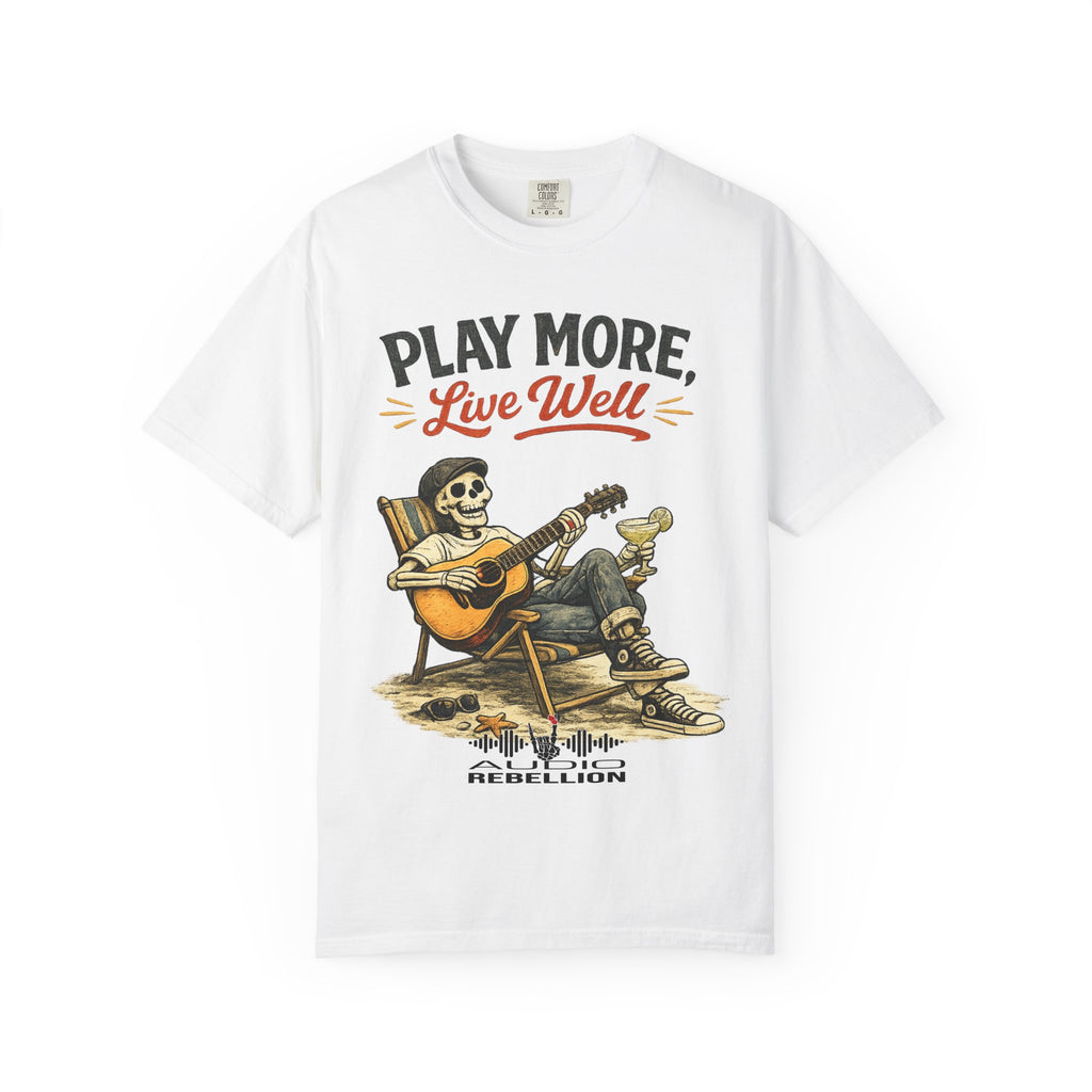 Play More, Live Well -  Vintage Guitarist Graphic Tee