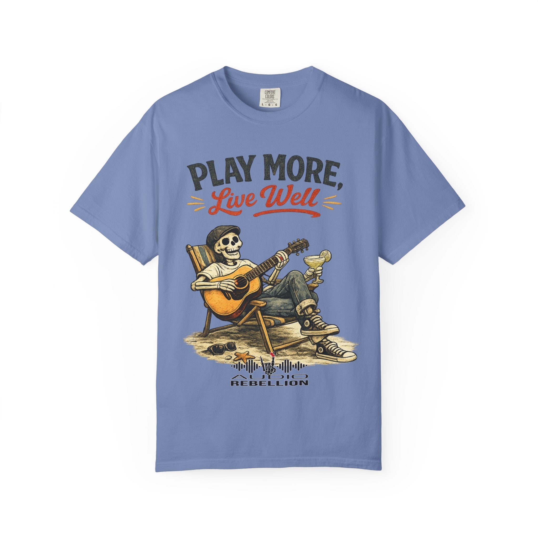 Play More, Live Well -  Vintage Guitarist Graphic Tee