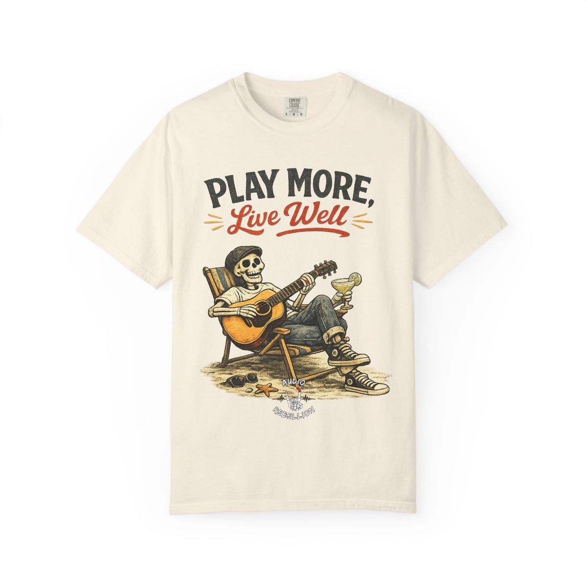 Play More, Live Well -  Vintage Guitarist Graphic Tee