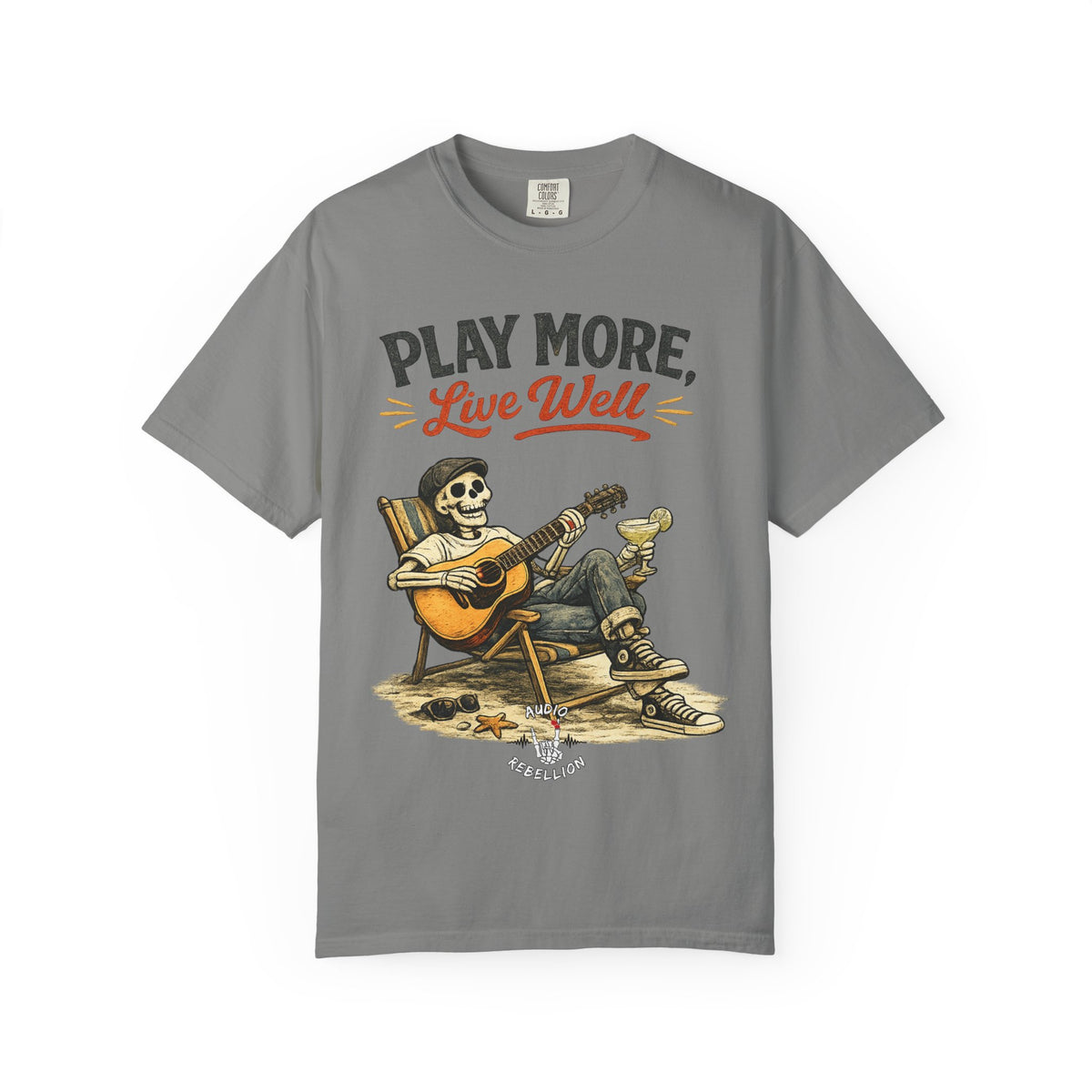 Play More, Live Well -  Vintage Guitarist Graphic Tee