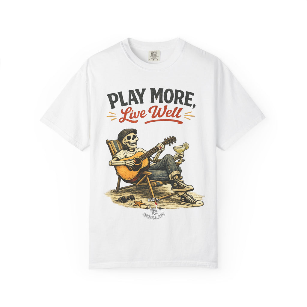 Play More, Live Well -  Vintage Guitarist Graphic Tee