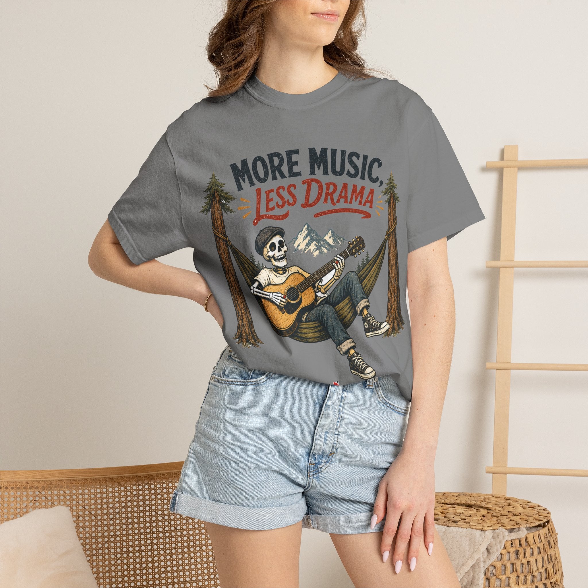 More Music Less Drama -  Vintage Guitarist Graphic Tee