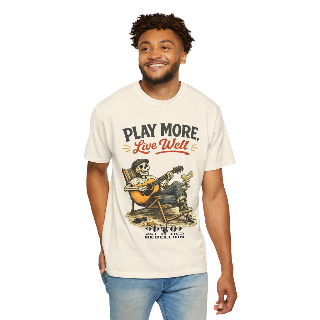 Play More, Live Well -  Vintage Guitarist Graphic Tee