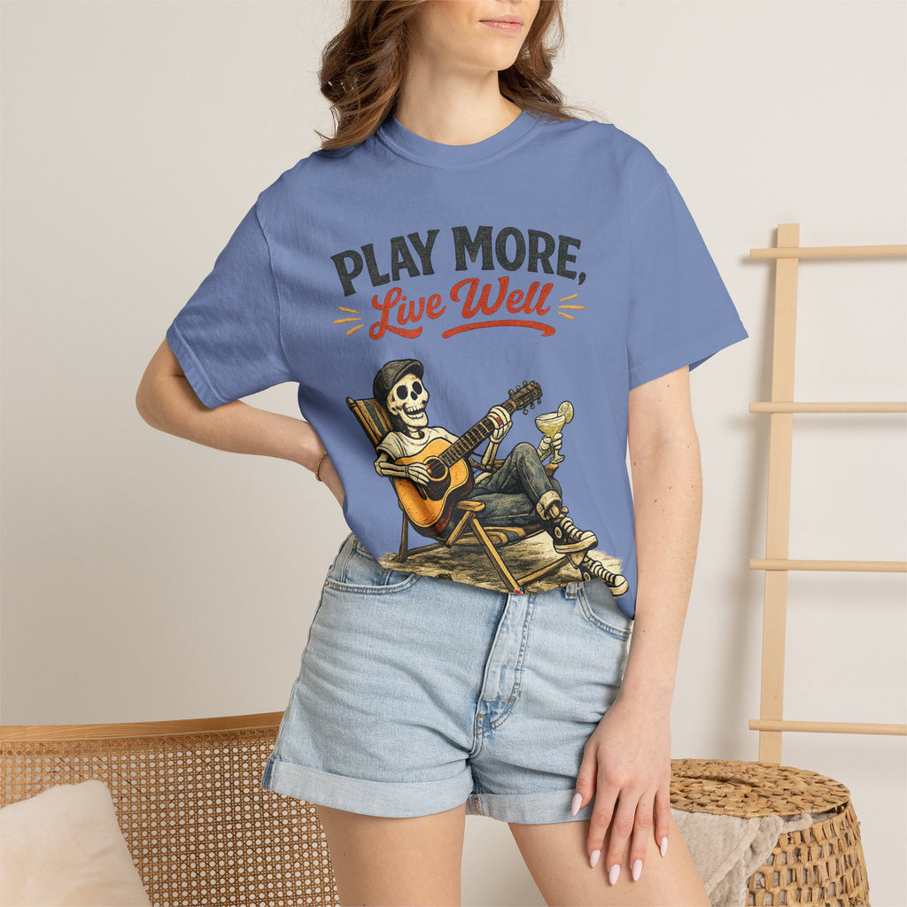 Play More, Live Well -  Vintage Guitarist Graphic Tee