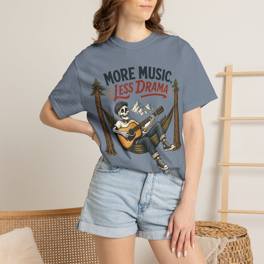 More Music Less Drama -  Vintage Guitarist Graphic Tee