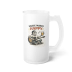 Music Makes Happy Frosted Glass Beer Mug