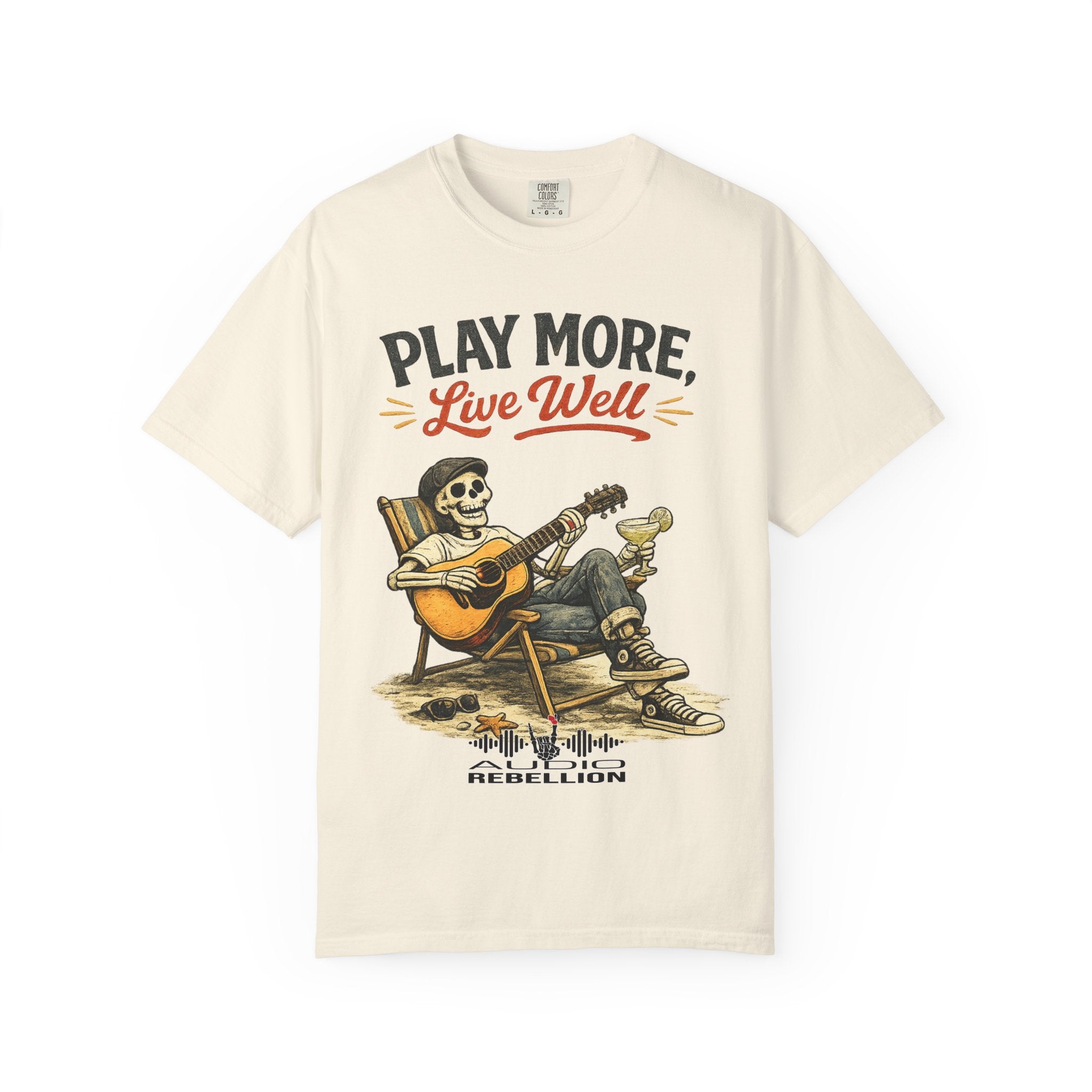 Play More, Live Well -  Vintage Guitarist Graphic Tee