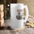 Music Makes Happy Frosted Glass Beer Mug