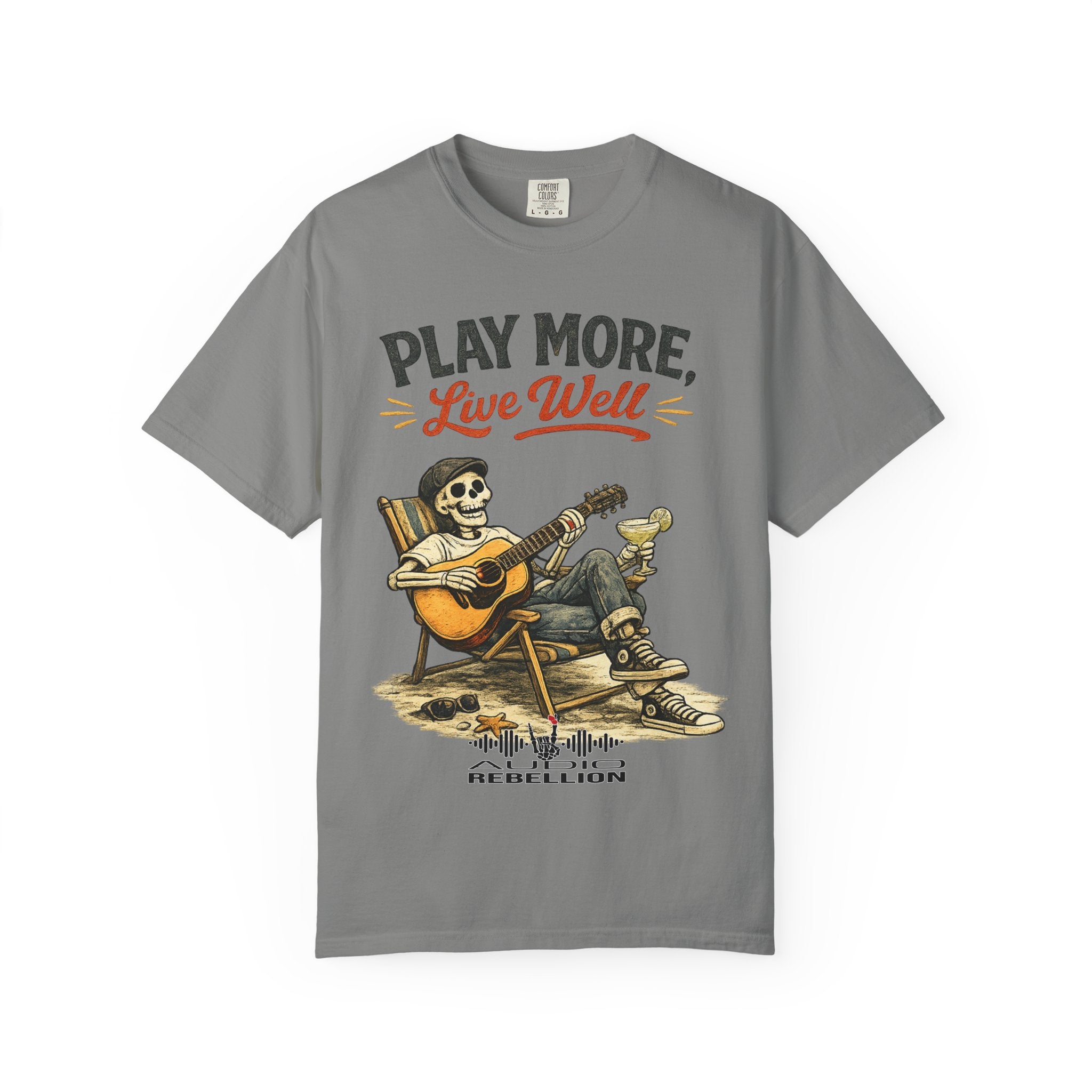 Play More, Live Well -  Vintage Guitarist Graphic Tee