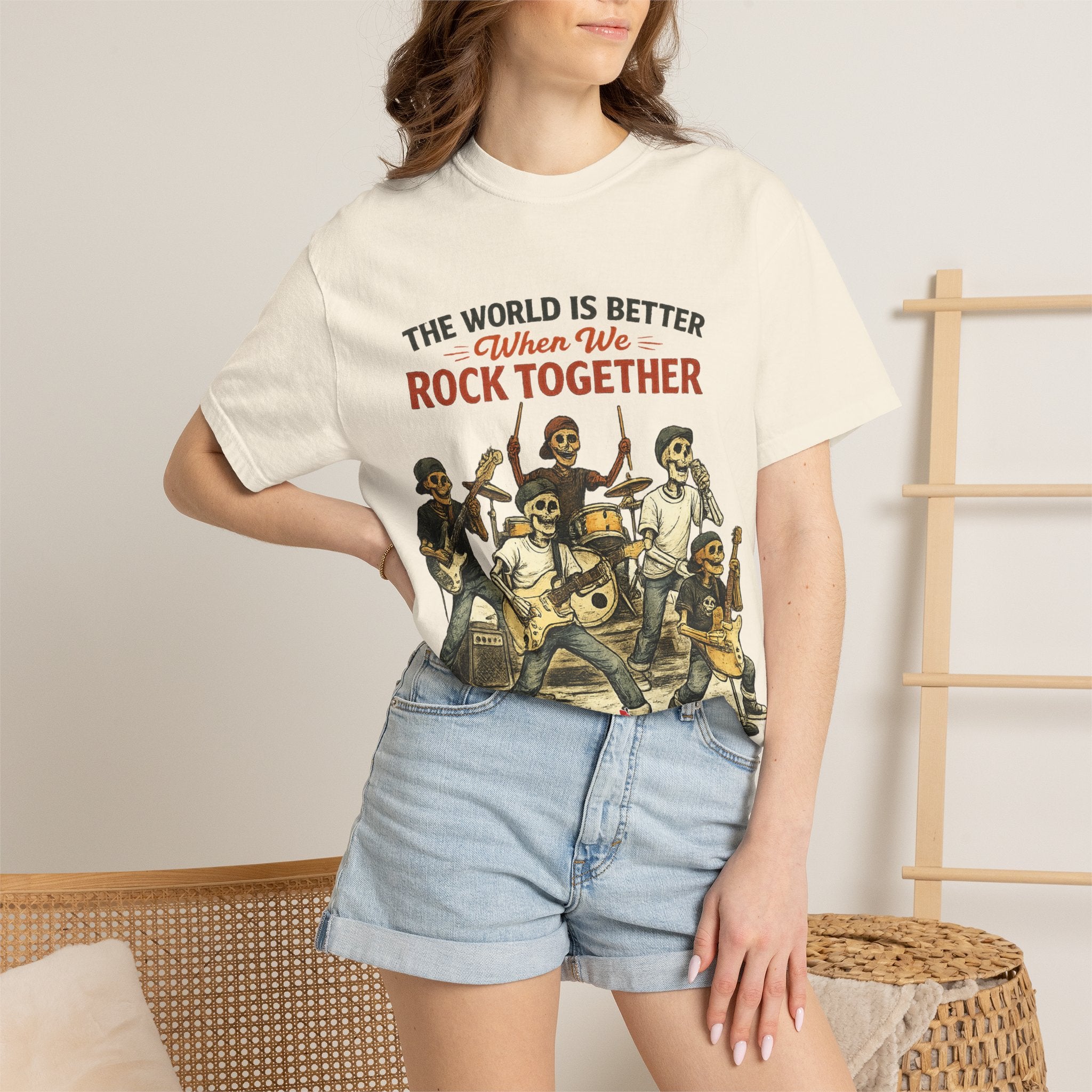 The World is Better When We Rock Together -  Vintage Music Lovers Graphic Tee