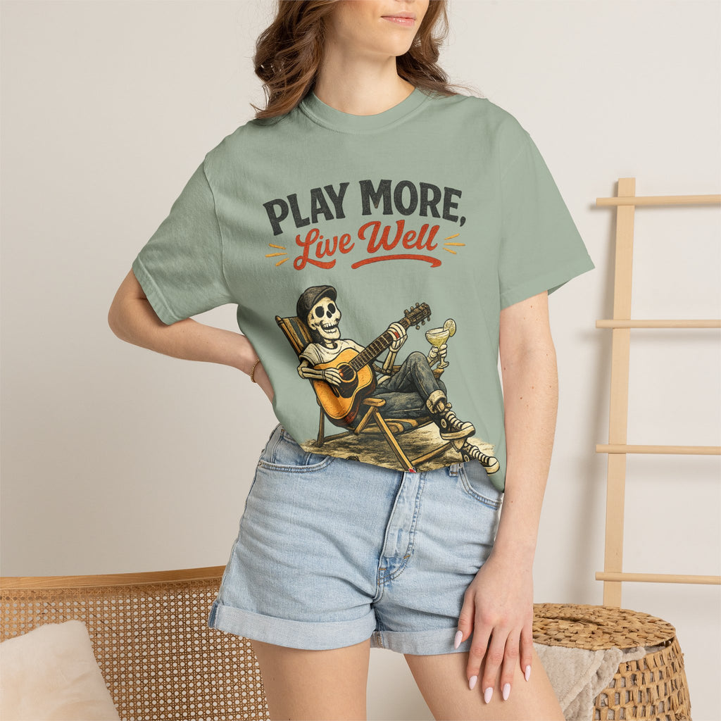 Play More, Live Well -  Vintage Guitarist Graphic Tee