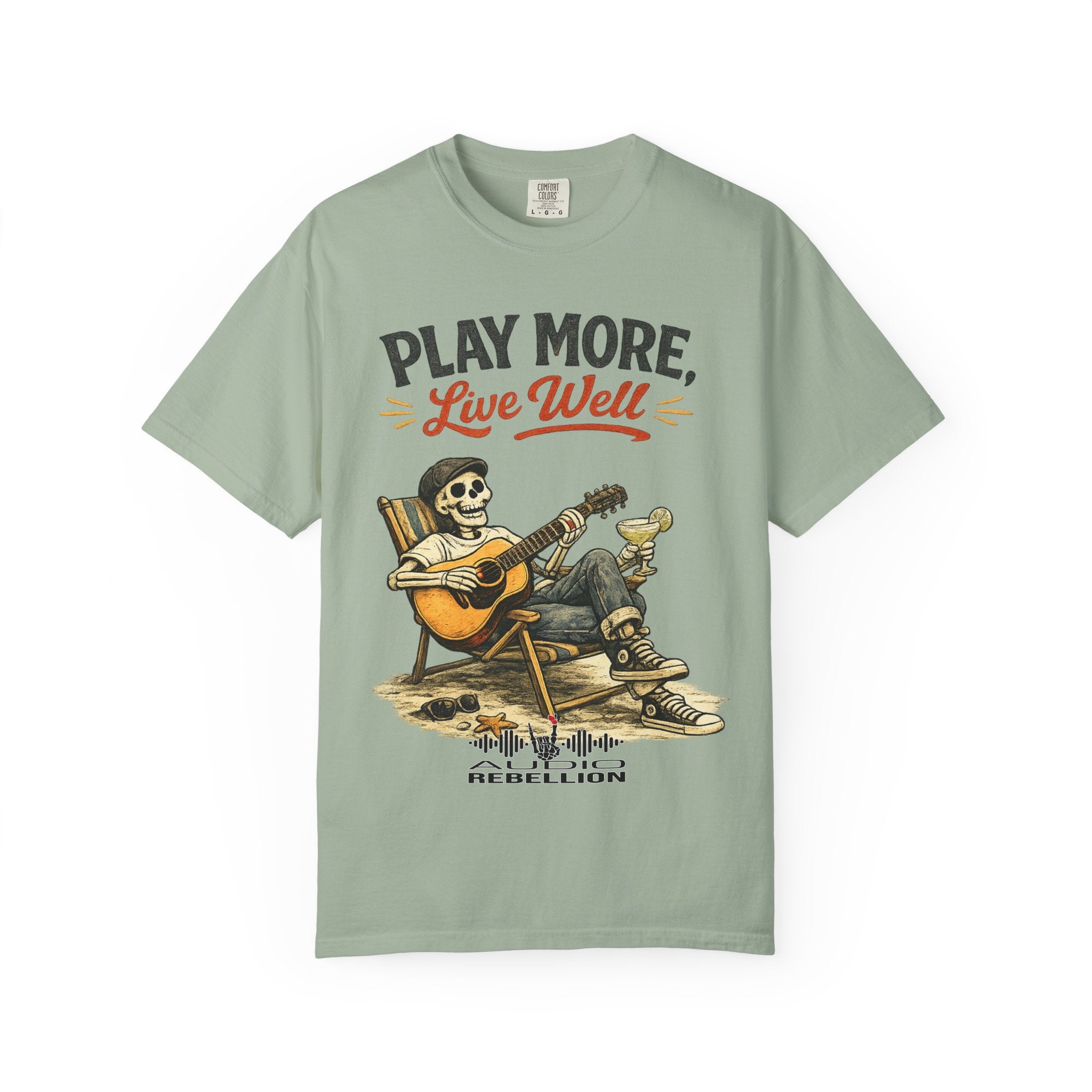 Play More, Live Well -  Vintage Guitarist Graphic Tee